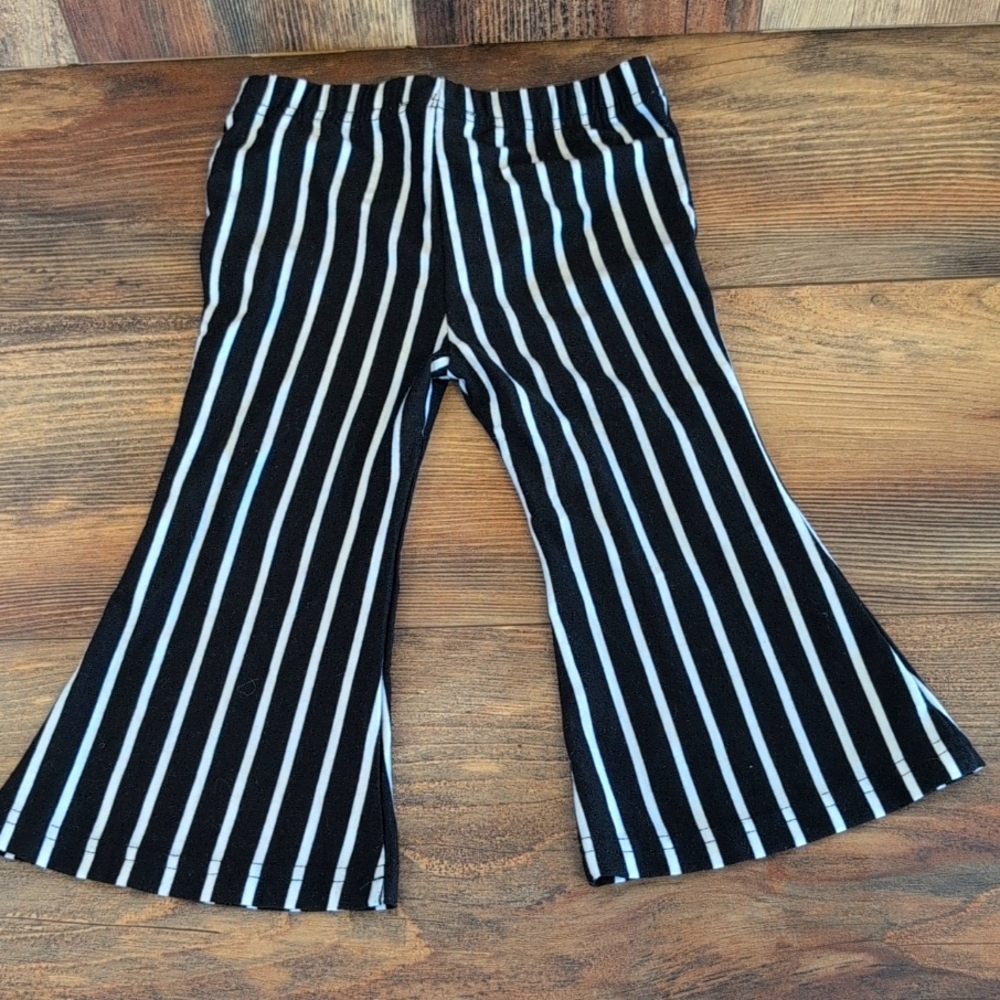 Baile's Blossoms Toddler Girl Flare Black/White Stripe Pants 2T
